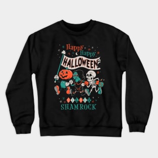 Happy Halloween Vintage Cartoon - Silver Shamrock - Creepy Cute Pumpkin Crewneck Sweatshirt